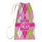 Pink & Green Argyle Small Laundry Bag - Front View