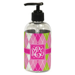 Pink & Green Argyle Plastic Soap / Lotion Dispenser (8 oz - Small - Black) (Personalized)