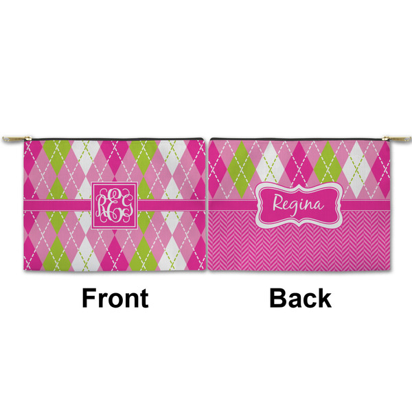 Pink & Green Argyle Small Zipper Pouch Approval (Front and Back)