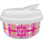 Pink & Green Argyle Snack Container (Personalized)
