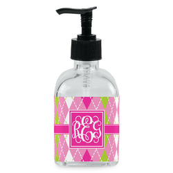Pink & Green Argyle Glass Soap & Lotion Bottle - Single Bottle (Personalized)