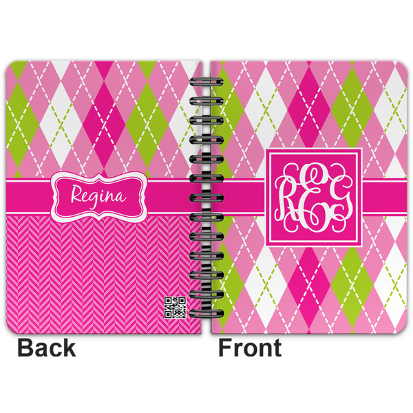 Pink & Green Argyle Spiral Journal 5 x 7 - Apvl
