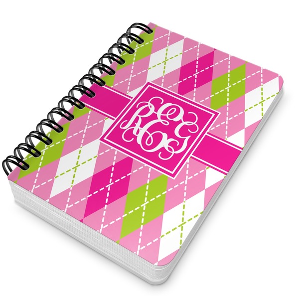 Pink & Green Argyle Spiral Journal 5 x 7 - Main