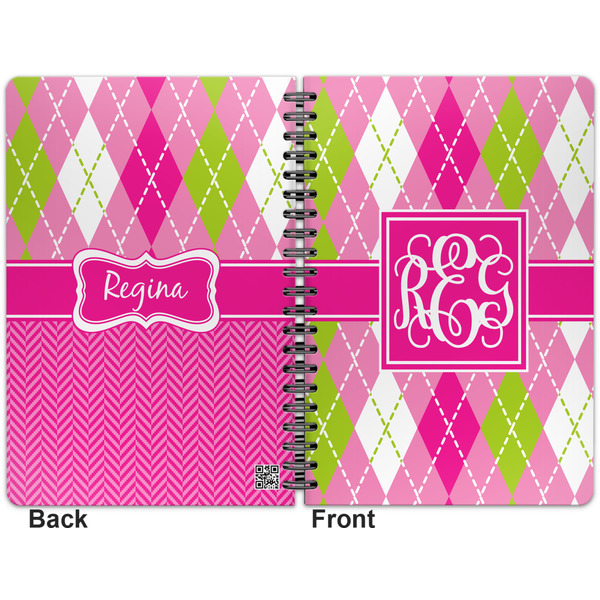 Pink & Green Argyle Spiral Journal 7 x 10 - Apvl