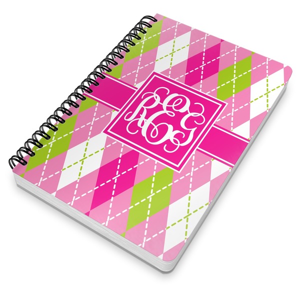 Pink & Green Argyle Spiral Journal 7 x 10 - Main