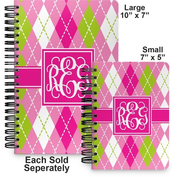 Pink & Green Argyle Spiral Journal - Comparison