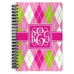 Pink & Green Argyle Spiral Notebook - 7x10 w/ Monogram
