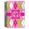 Pink & Green Argyle Spiral Journal Large - Front View