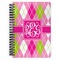 Pink & Green Argyle Spiral Notebook - 7x10 w/ Monogram