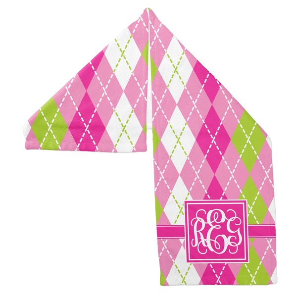 Pink & Green Argyle Sports Towel Folded - Both Sides Showing