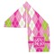 Pink & Green Argyle Sports Towel Folded - Both Sides Showing