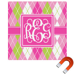 Pink & Green Argyle Square Car Magnet - 10" (Personalized)