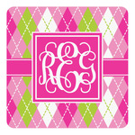 Pink & Green Argyle Square Decal - Small (Personalized)
