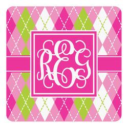 Pink & Green Argyle Square Decal - Medium (Personalized)