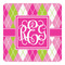 Pink & Green Argyle Square Decal - Large (Personalized)