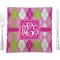 Pink & Green Argyle 9.5" Glass Square Lunch / Dinner Plate- Single or Set of 4 (Personalized)