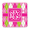 Pink & Green Argyle Square Fridge Magnet - FRONT