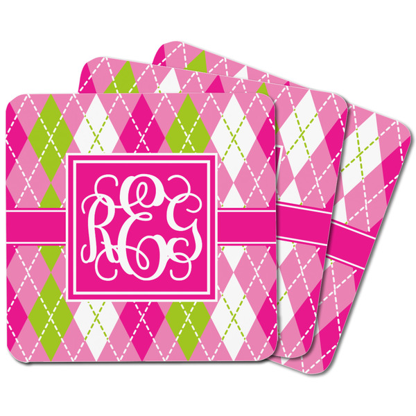 Pink & Green Argyle Square Fridge Magnet - MAIN