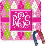 Pink & Green Argyle Square Fridge Magnet (Personalized)