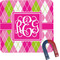 Pink & Green Argyle Square Fridge Magnet (Personalized)