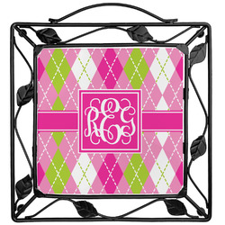 Pink & Green Argyle Square Trivet (Personalized)