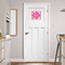 Pink & Green Argyle Square Wall Decal on Door
