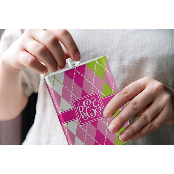 Pink & Green Argyle Stainless Steel Flask - LIFESTYLE 1