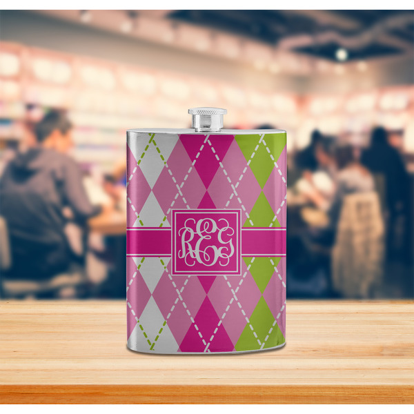 Pink & Green Argyle Stainless Steel Flask - LIFESTYLE 2