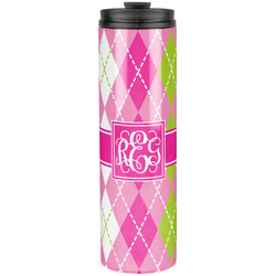 Pink & Green Argyle Stainless Steel Skinny Tumbler - 20 oz (Personalized)