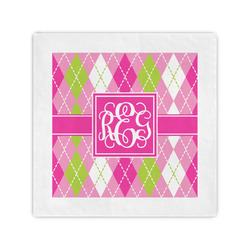 Pink & Green Argyle Cocktail Napkins (Personalized)