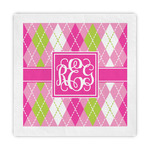 Pink & Green Argyle Decorative Paper Napkins (Personalized)