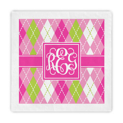 Pink & Green Argyle Standard Decorative Napkins (Personalized)