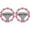 Pink & Green Argyle Steering Wheel Cover- Front and Back