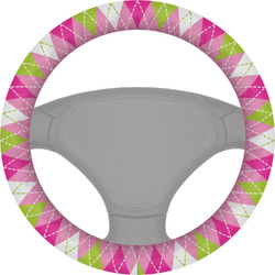 Pink & Green Argyle Steering Wheel Cover (Personalized)