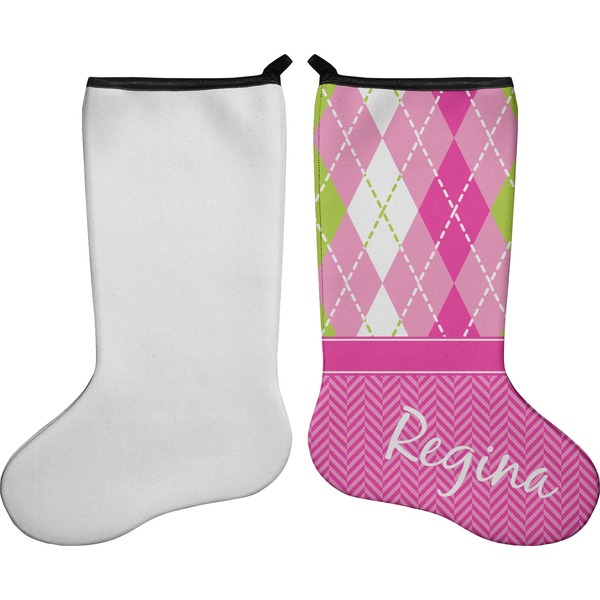 Pink & Green Argyle Stocking - Single-Sided - Approval