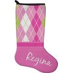 Pink & Green Argyle Holiday Stocking - Neoprene (Personalized)