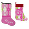 Pink & Green Argyle Stockings - Side by Side compare