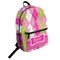 Pink & Green Argyle Student Backpack Front