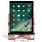 Pink & Green Argyle Stylized Tablet Stand - Front with ipad