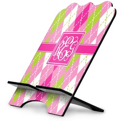 Pink & Green Argyle Stylized Tablet Stand (Personalized)
