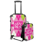 Pink & Green Argyle Kids 2-Piece Luggage Set - Suitcase & Backpack (Personalized)