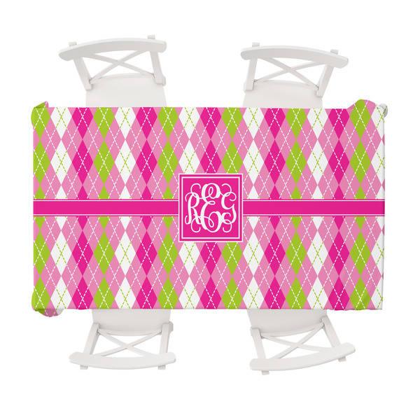Custom Pink & Green Argyle Tablecloth - 58"x102" (Personalized)