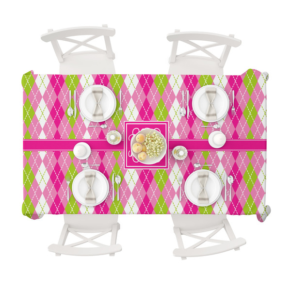 Pink & Green Argyle Tablecloths (58"x102") - TOP VIEW