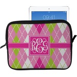 Pink & Green Argyle Tablet Case / Sleeve - Large (Personalized)