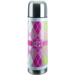 Pink & Green Argyle Stainless Steel Thermos (Personalized)