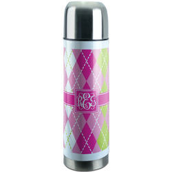 Pink & Green Argyle Stainless Steel Thermos (Personalized)