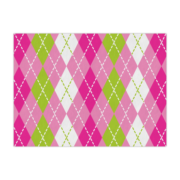 Custom Pink & Green Argyle Large Tissue Papers Sheets - Heavyweight
