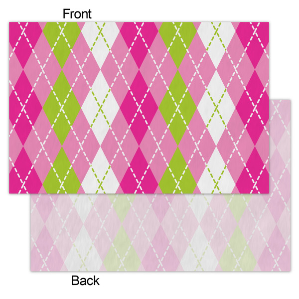 Pink & Green Argyle Tissue Paper - Heavyweight - Small - Front & Back