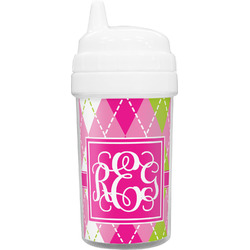 Pink & Green Argyle Toddler Sippy Cup (Personalized)