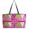 Pink & Green Argyle Tote w/Black Handles - Front View